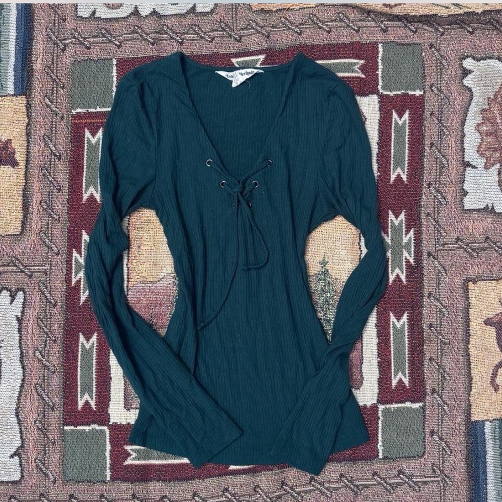 Urban Heritage Lace-Up Blouse